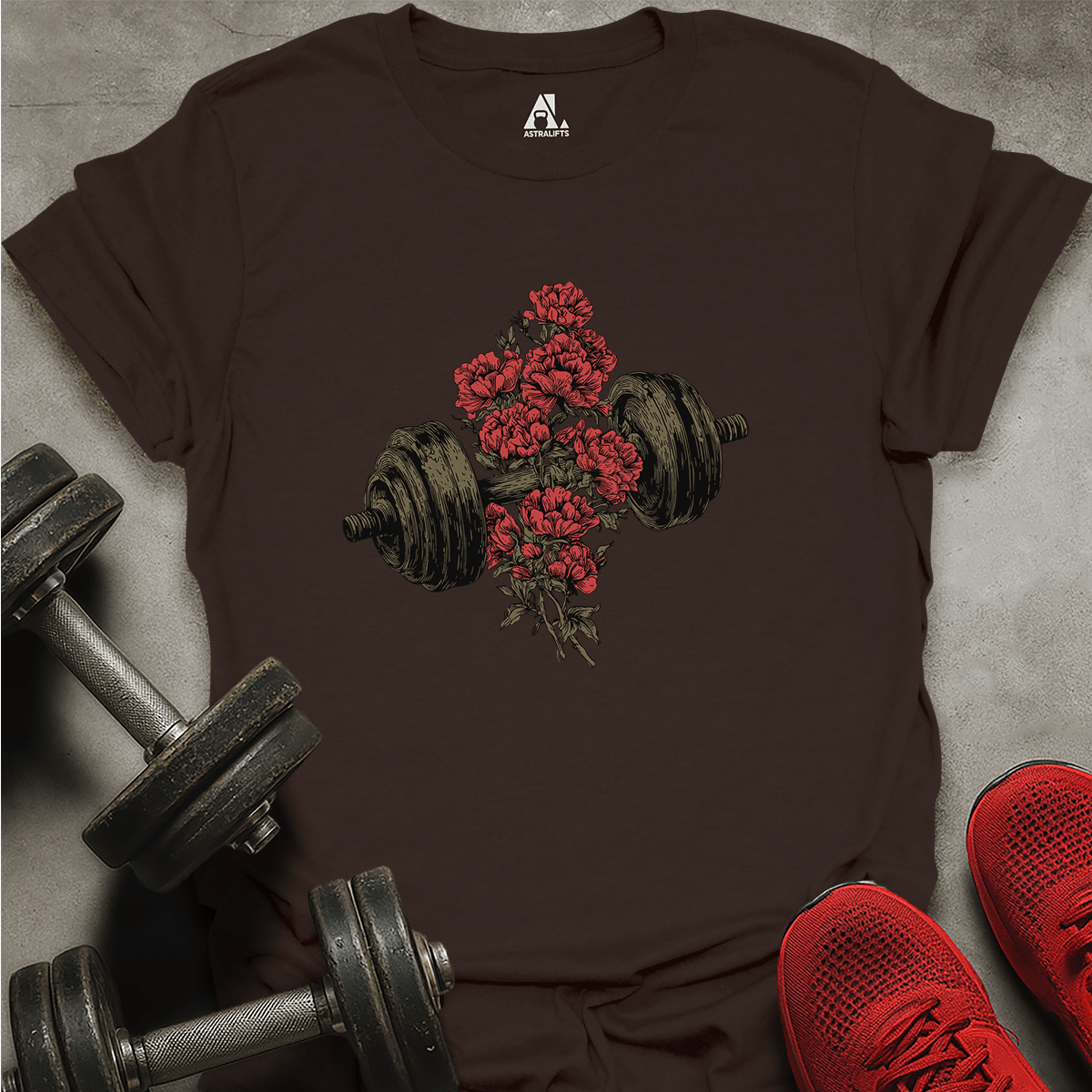 Dumbbell And Roses T-Shirt