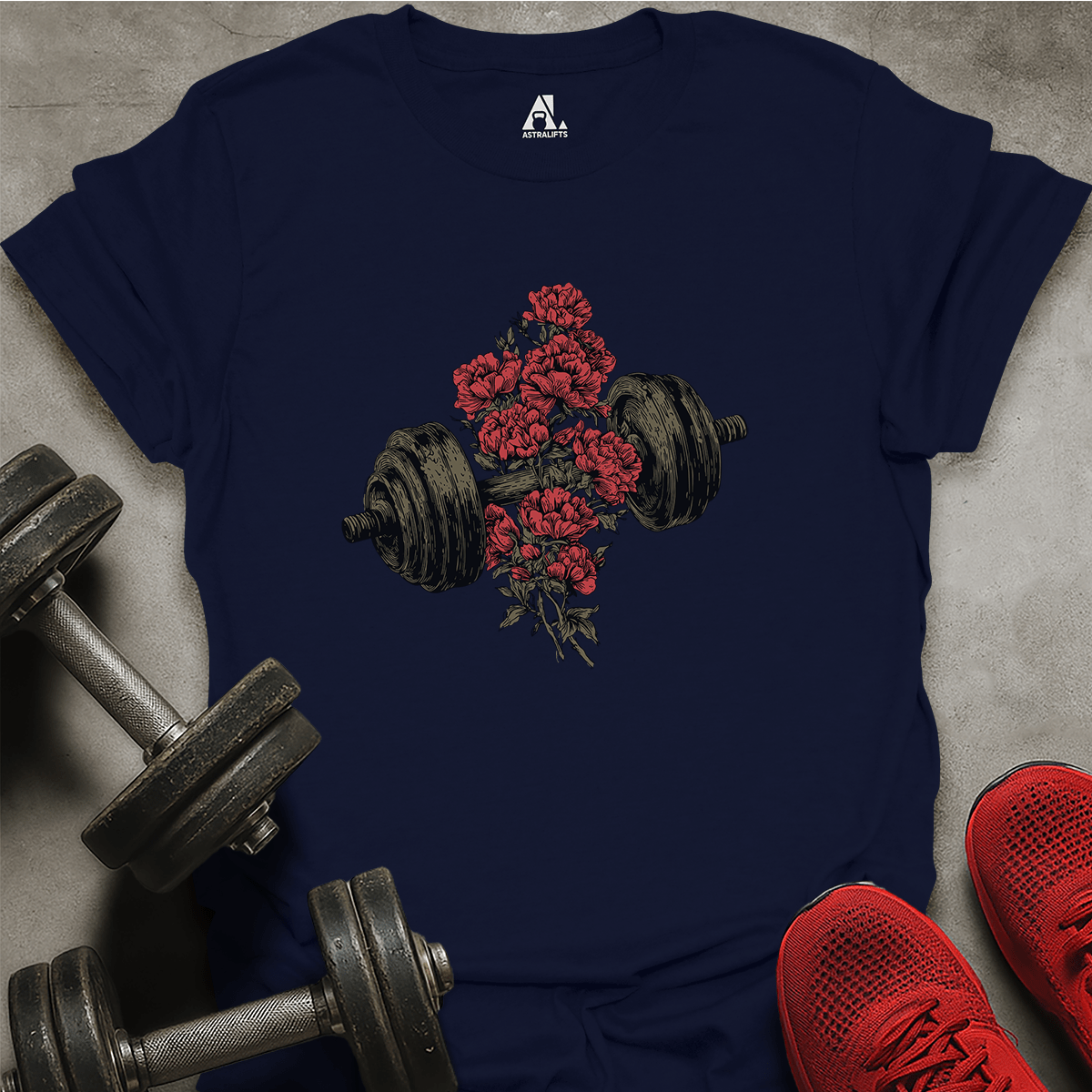 Dumbbell And Roses T-Shirt