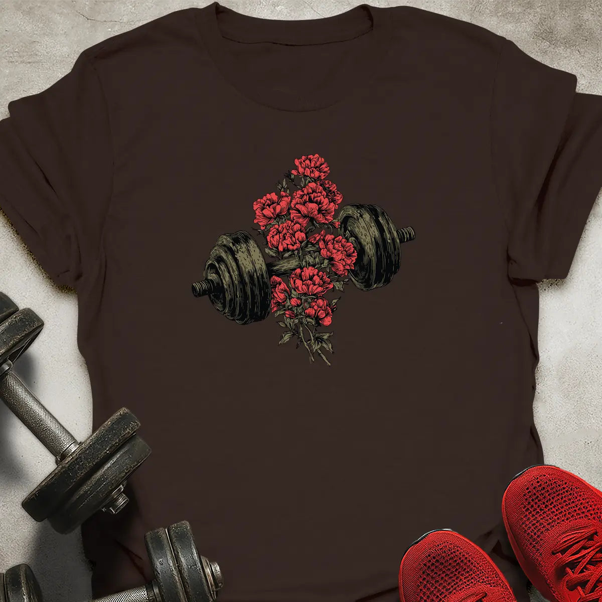 Dumbbell And Roses T-Shirt