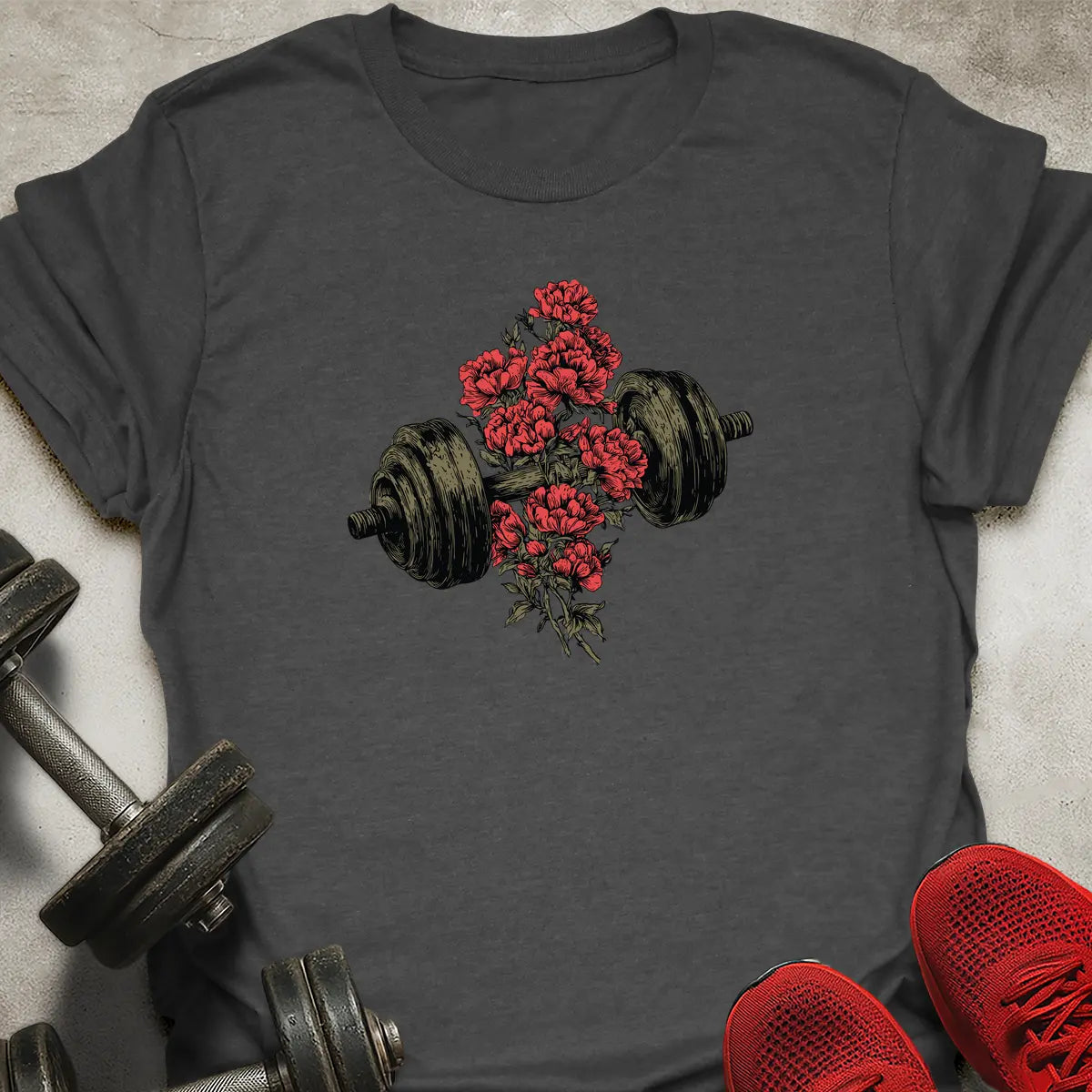 Dumbbell And Roses T-Shirt