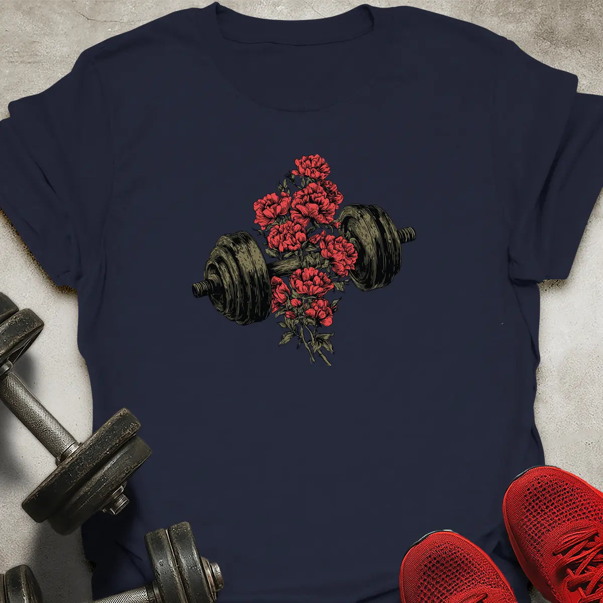 Dumbbell And Roses T-Shirt