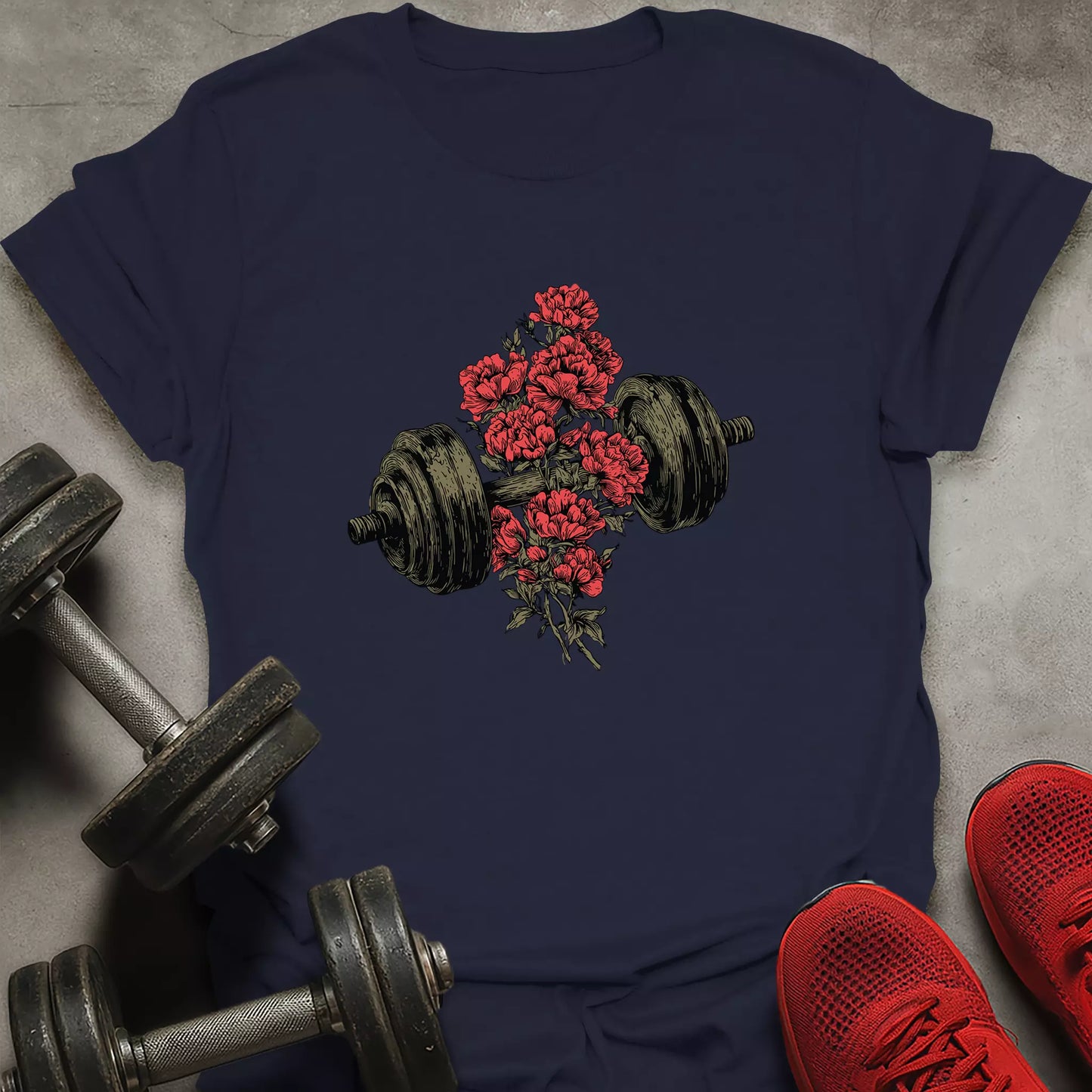 Dumbbell And Roses T-Shirt