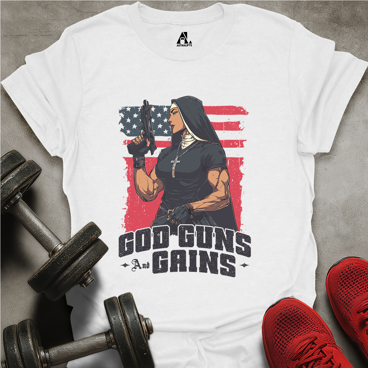 God Guns Gains T-Shirt
