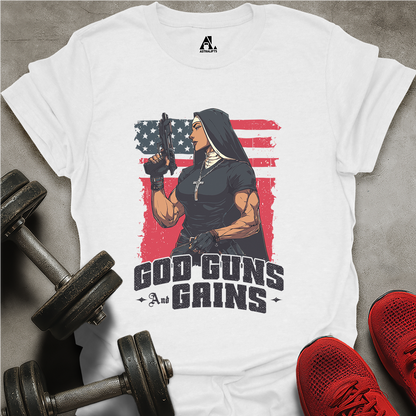 God Guns Gains T-Shirt