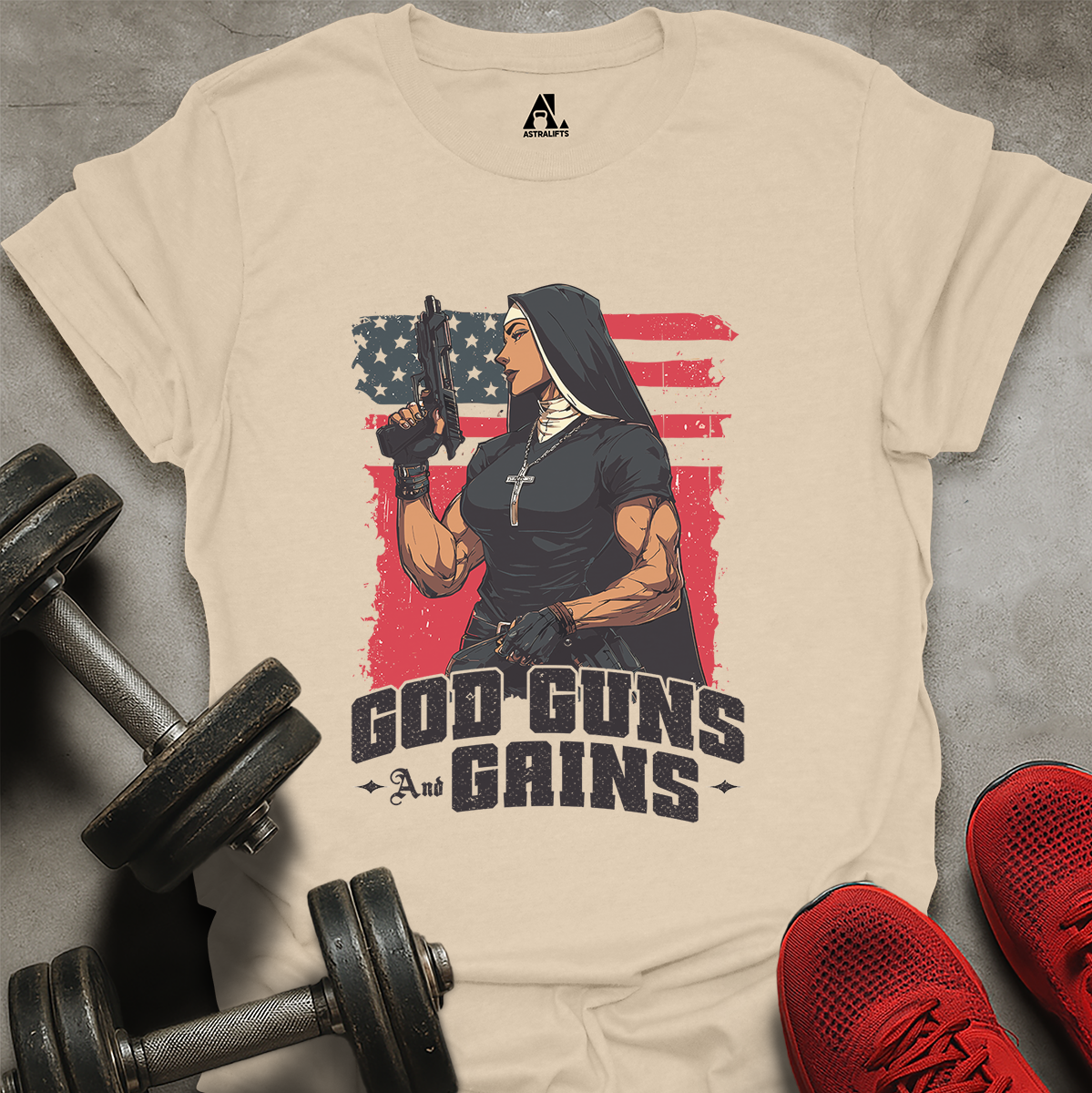God Guns Gains T-Shirt