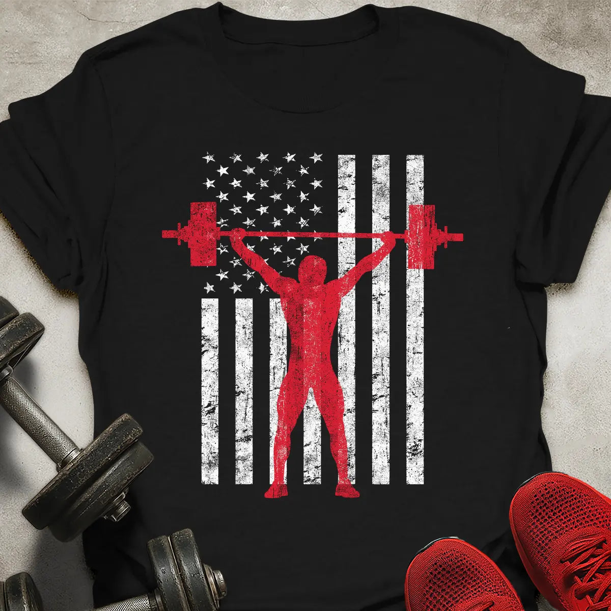 American Flag Weightlifter T-Shirt