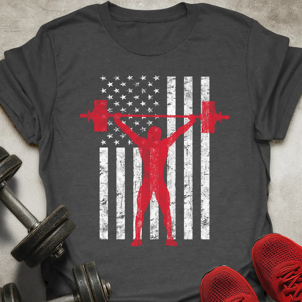 American Flag Weightlifter T-Shirt