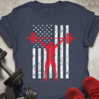 American Flag Weightlifter T-Shirt