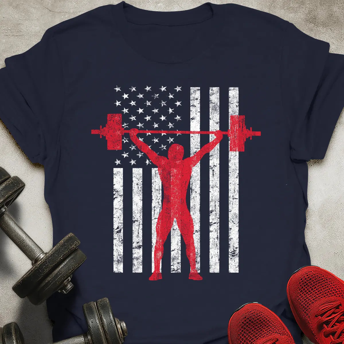 American Flag Weightlifter T-Shirt