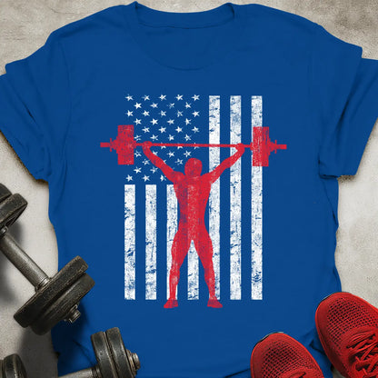 American Flag Weightlifter T-Shirt