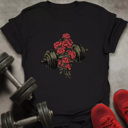 Dumbbell And Roses T-Shirt - AstraLifts