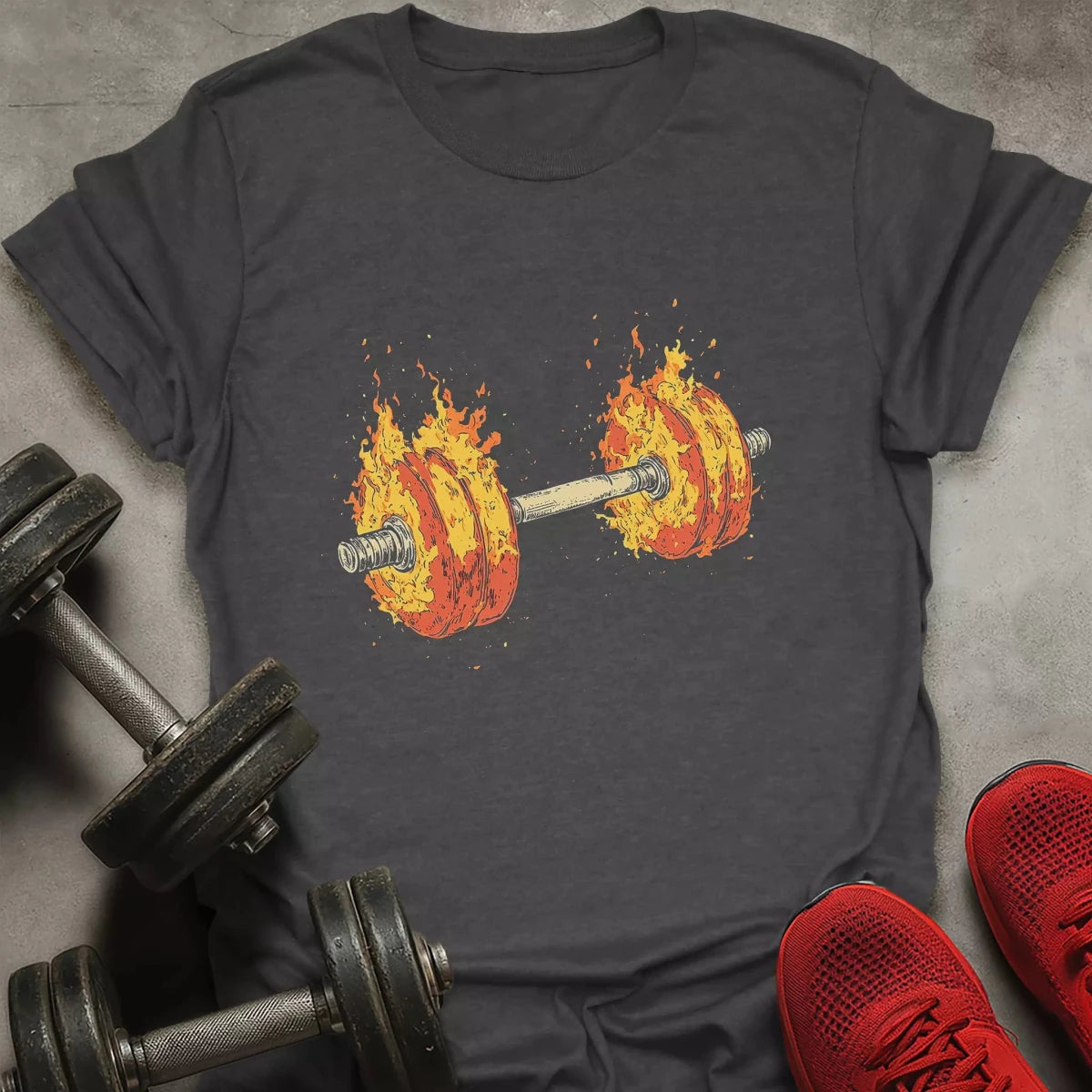 Fire Dumbbell T-Shirt - AstraLifts