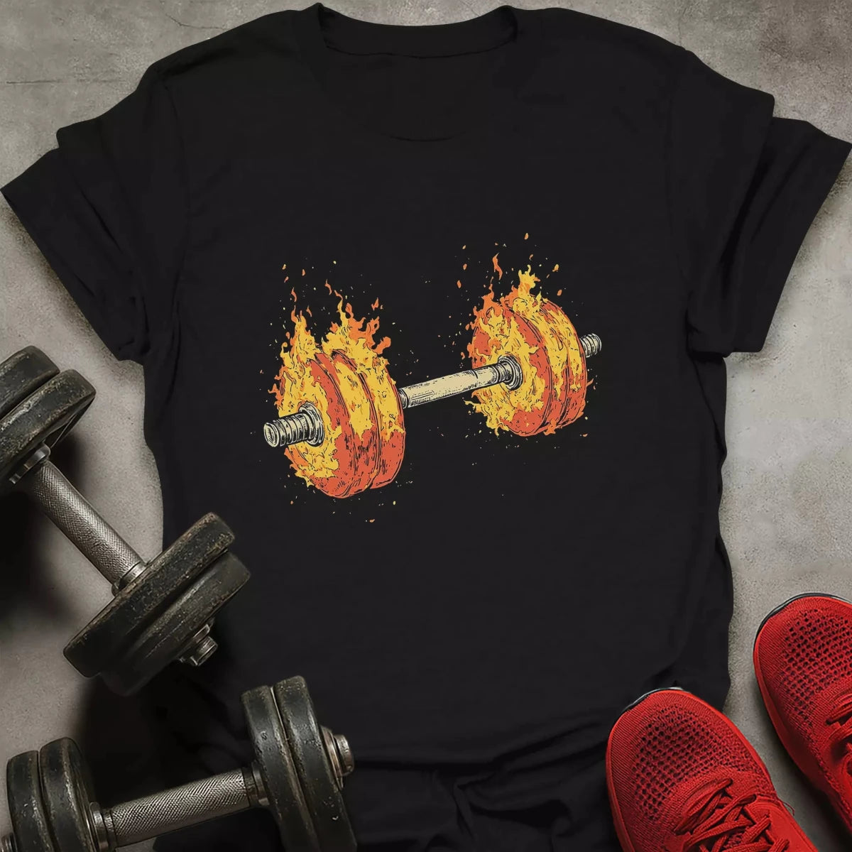 Fire Dumbbell T-Shirt - AstraLifts