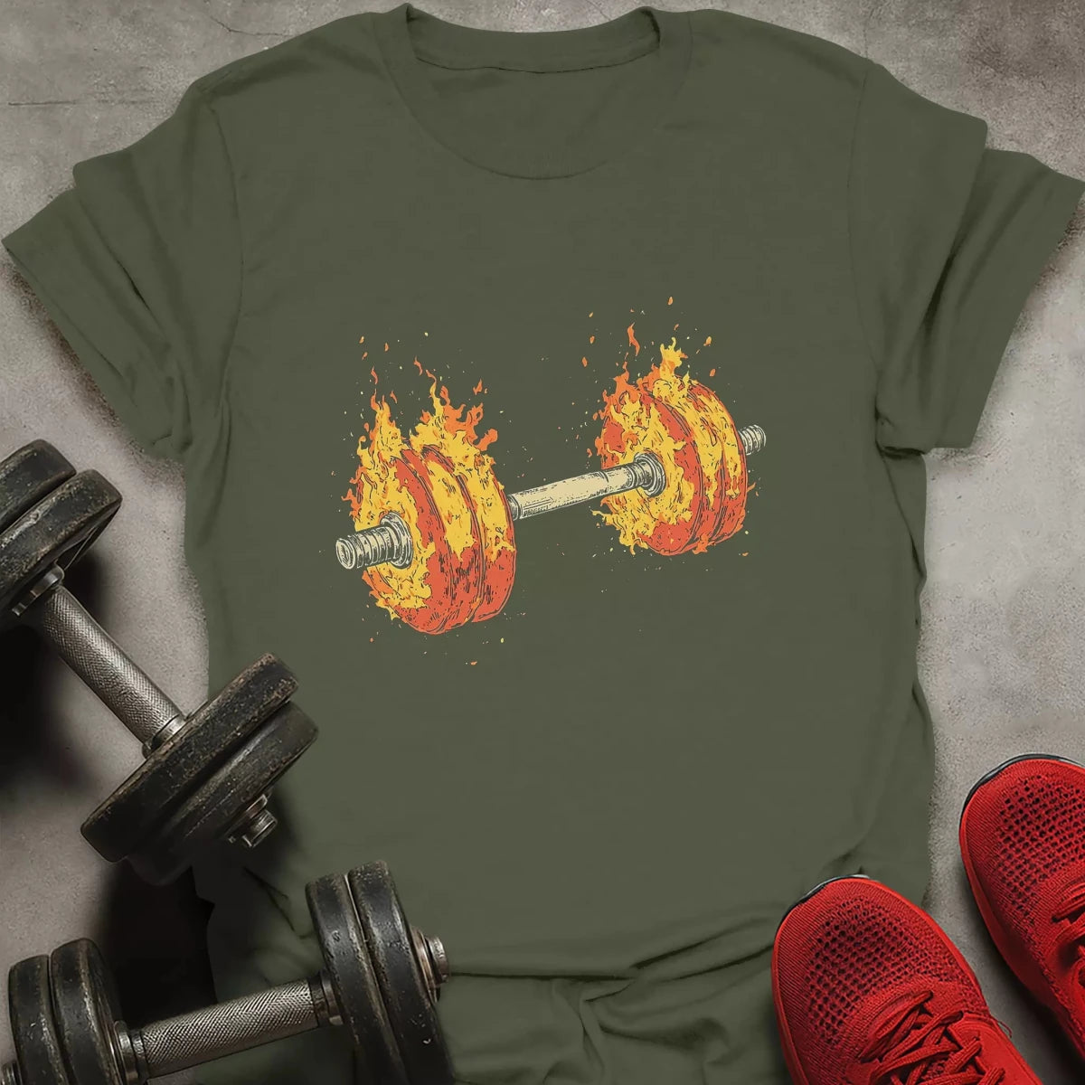 Fire Dumbbell T-Shirt - AstraLifts